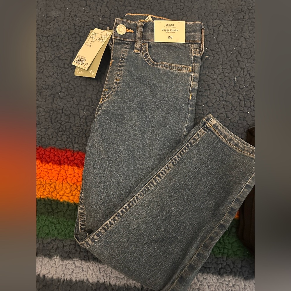 H&M slim Fit 6x blue jeans NWT youth kids